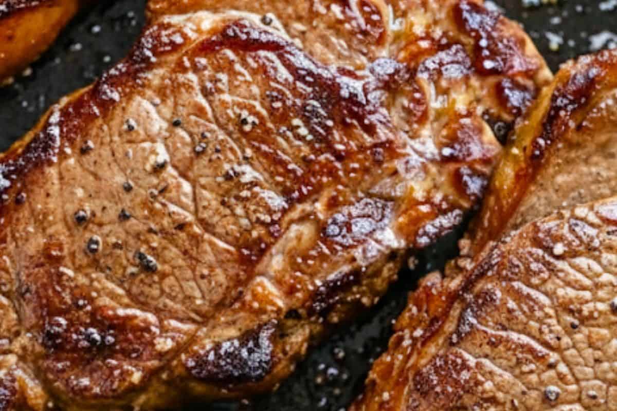 Heat a cast iron skillet or grill over medium high. Sear steaks 4 to 5 minutes per side until browned and transfer to a warm plate.