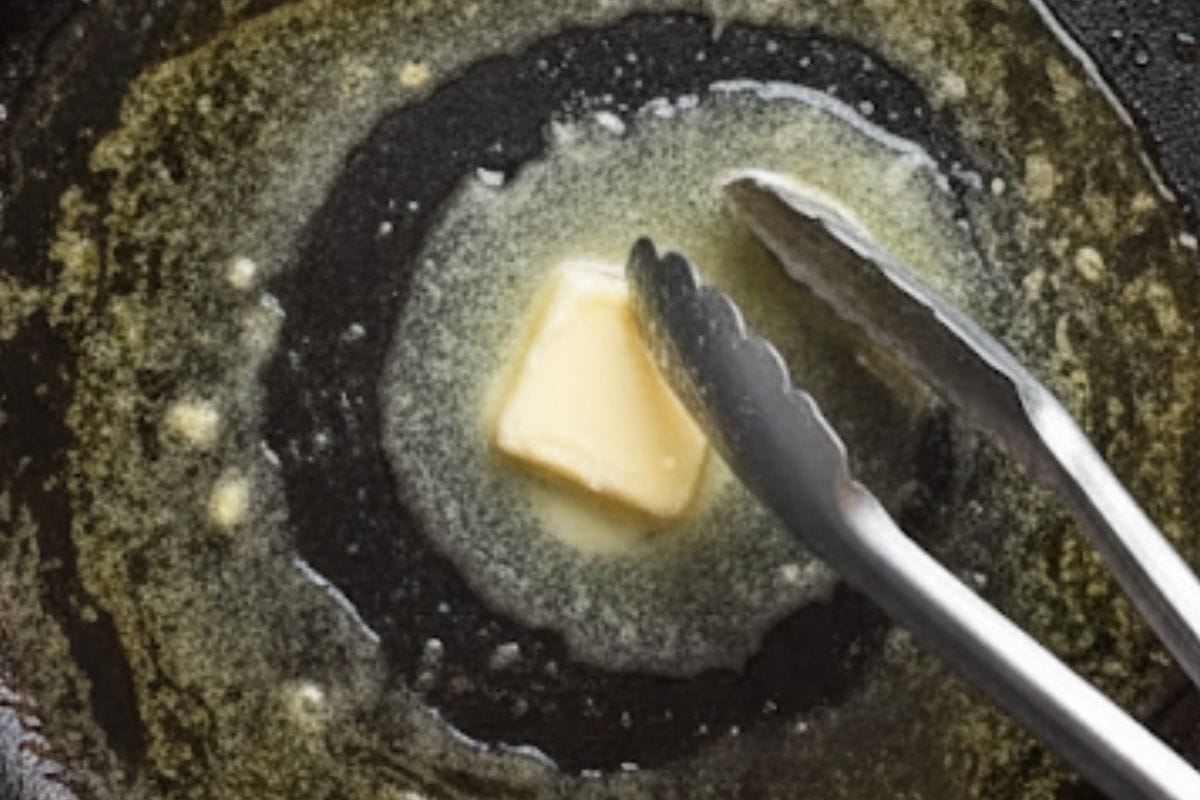  Melt 1 tablespoon of butter with 1 tablespoon of olive oil in a large nonstick skillet over medium-high heat.