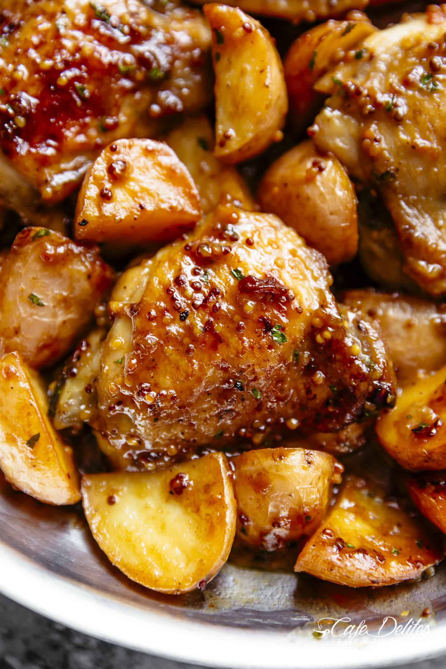 Pieces of Honey Mustard Chicken & Potatoes