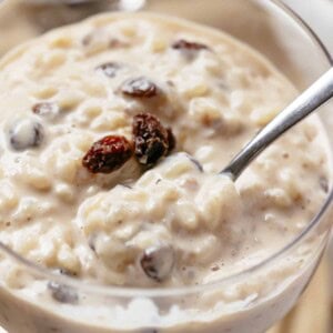 Rice Pudding in a glass bowl