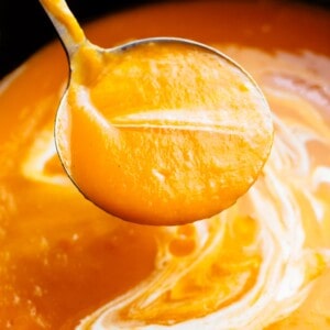 Butternut Squash Soup in a ladle