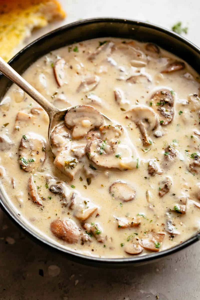 Cream of Mushroom Soup in a bowl