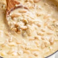 Creamy White Turkey Chili in a bowl