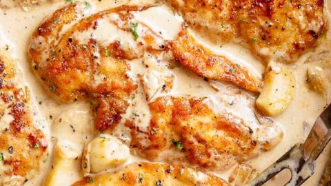 Creamy Garlic Chicken Breasts in a pan