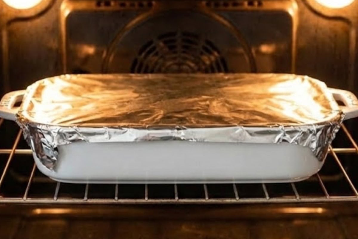 Remove from fridge 20 minutes before baking, then bake covered at 350° F for 30 minutes