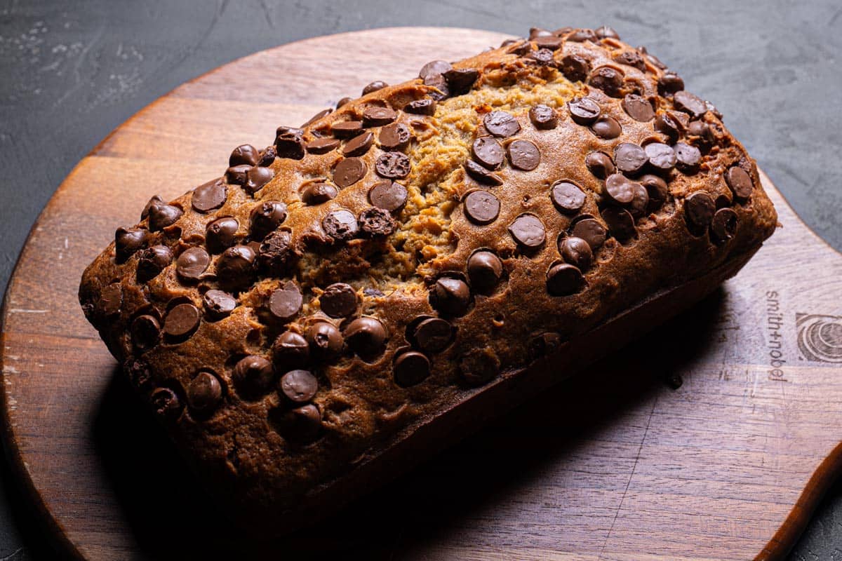 cooked banana bread with chocolate chips