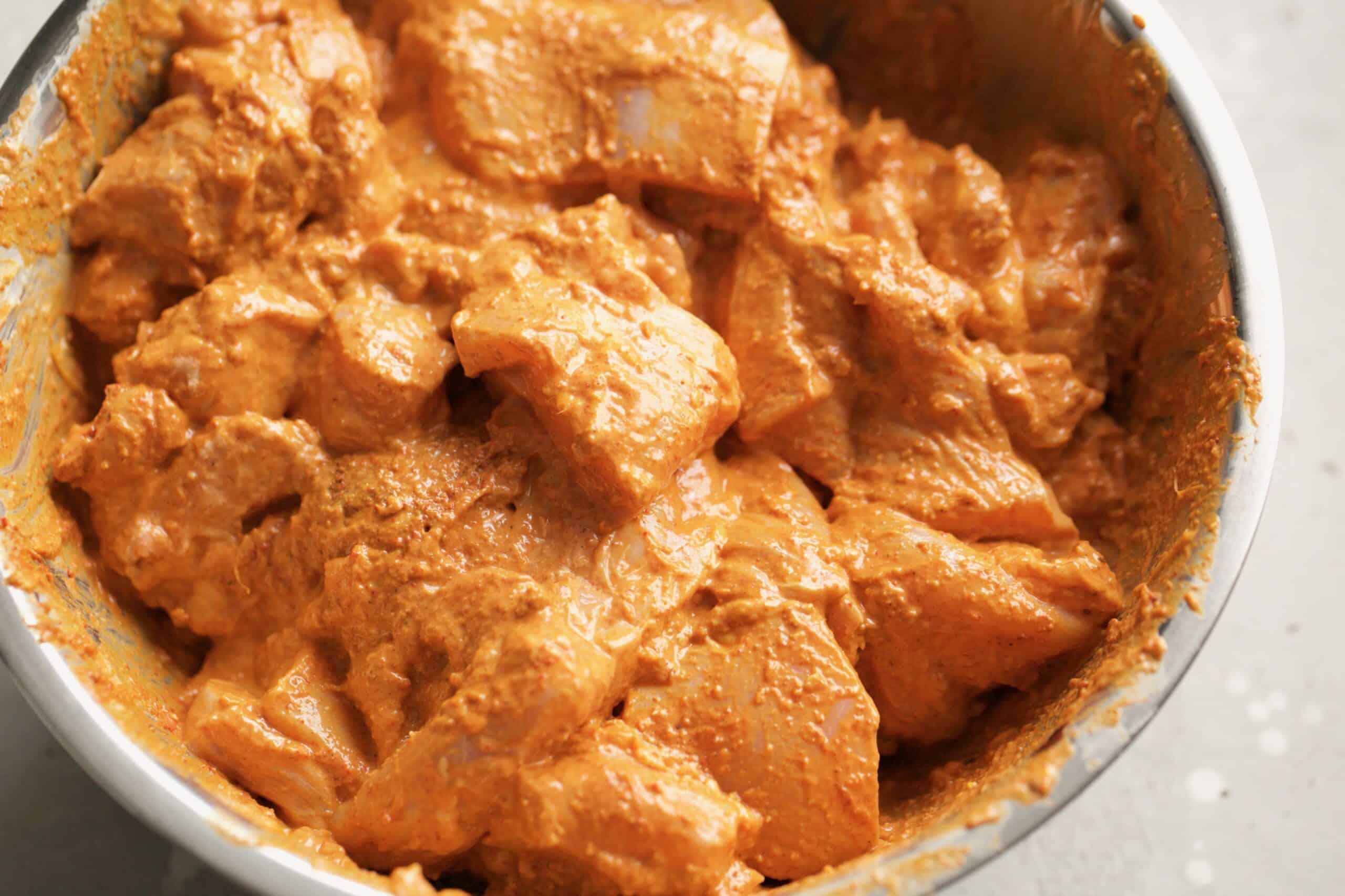 butter chicken covered in mix before cooking