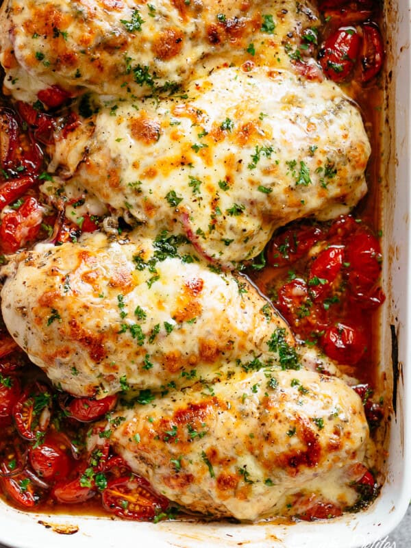 3 pieces of Balsamic Baked Chicken Breast With Mozzarella Cheese