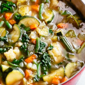 Top view of Vegetable Soup Low Carb Diet in a bowl
