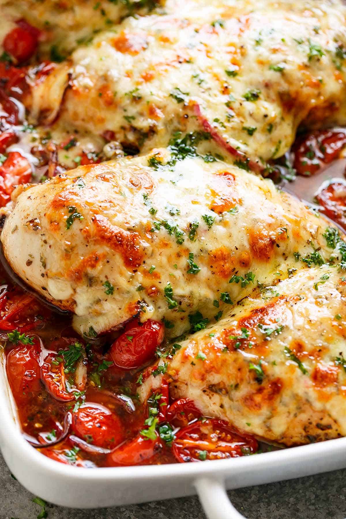Just baked image of Balsamic Baked Chicken Breast With Mozzarella Cheese