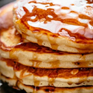 Buttermilk Pancakes with dripping maple syrup