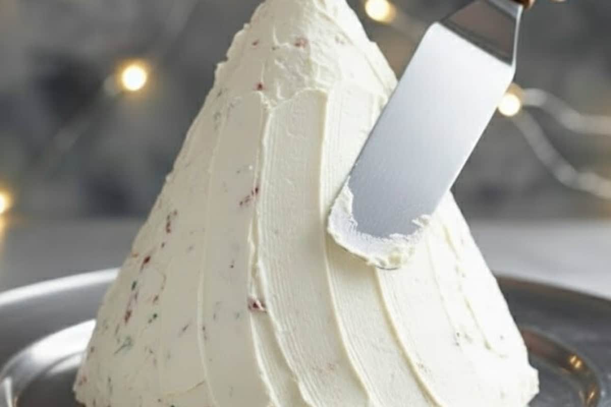 Remove the remaining wrap and use a cake spatula to smooth the sides and tip so it holds its shape. 