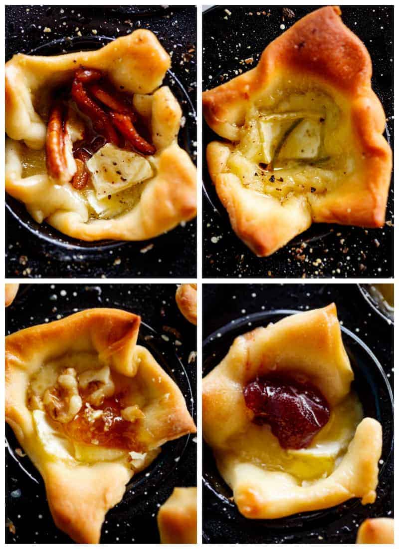 Collage of the four different flavored cheeses pastries.
