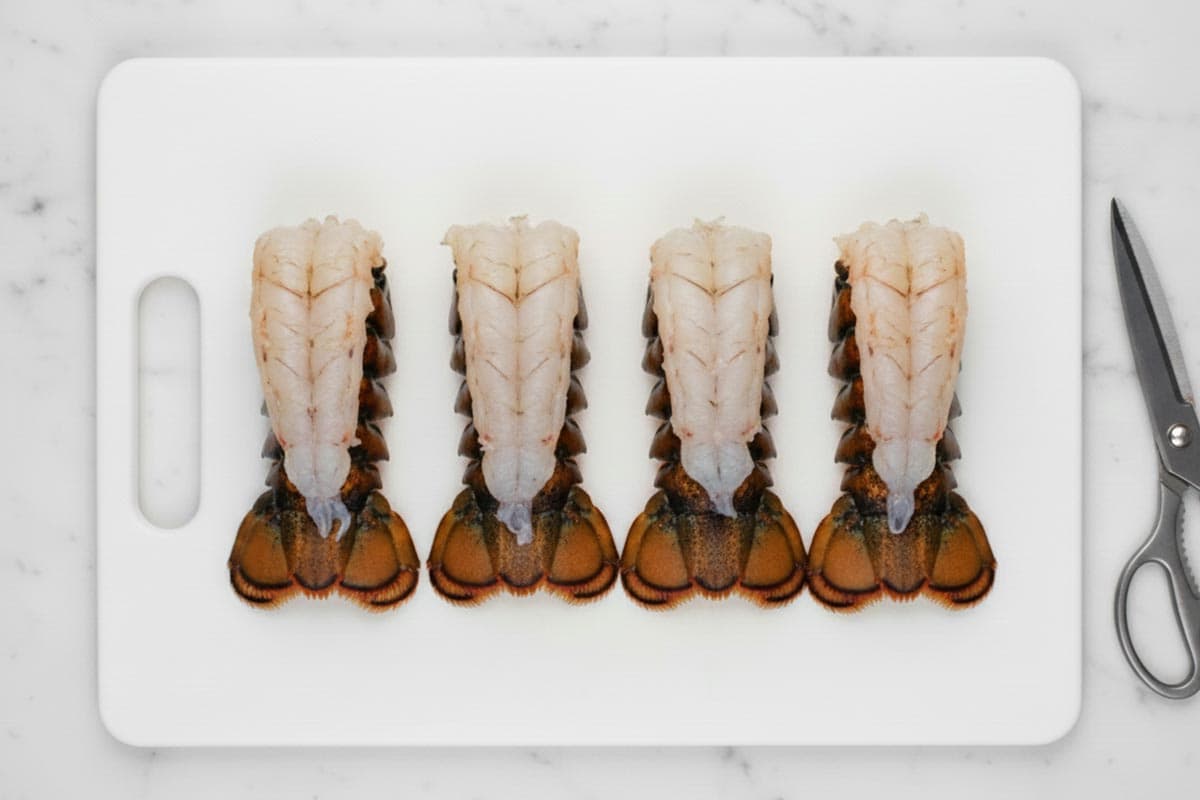 Cut and loosen the shells of the lobster using kitchen shear.
