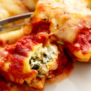 A piece of Spinach Ricotta Manicotti (Cannelloni)