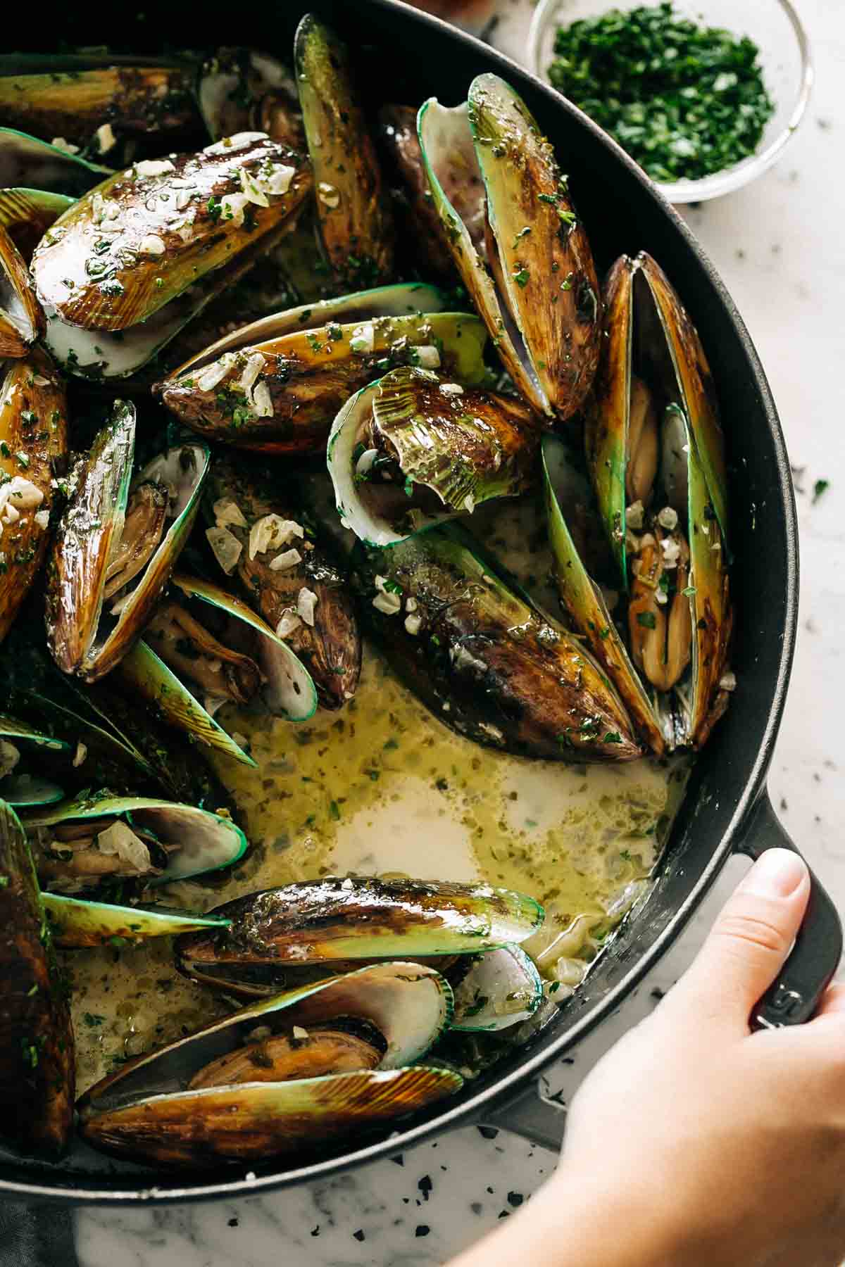 French Steamed Mussels in a vessel