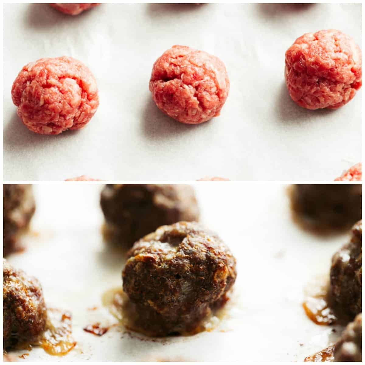 HOW TO MAKE Baked Meatballs on parchment paper #baked #oven #meatballs Step by step image of how to make Baked Meatballs