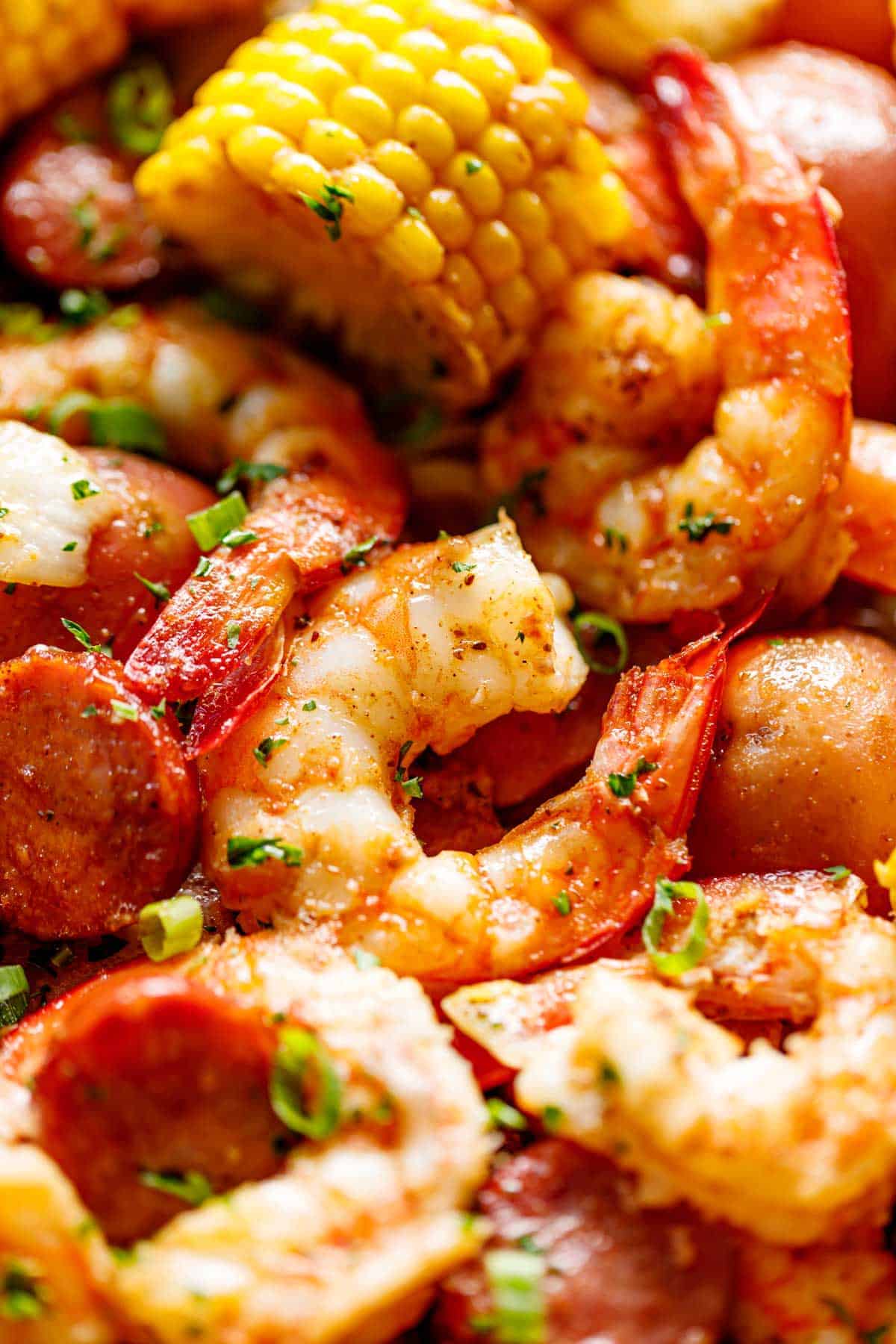 Shrimp recipe #shrimp Close up image of shrimp boil.