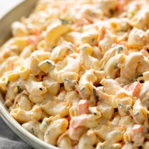 DELICIOUS! Macaroni Salad is quick to throw together. A versatile, fool-proof pasta salad recipe with a full-flavored creamy dressing.