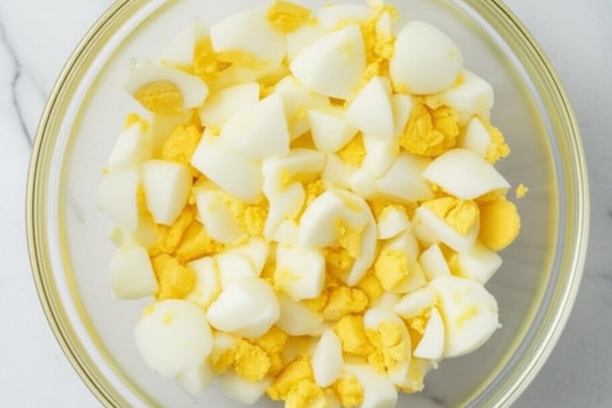 peel the eggs and chopped them into quarters