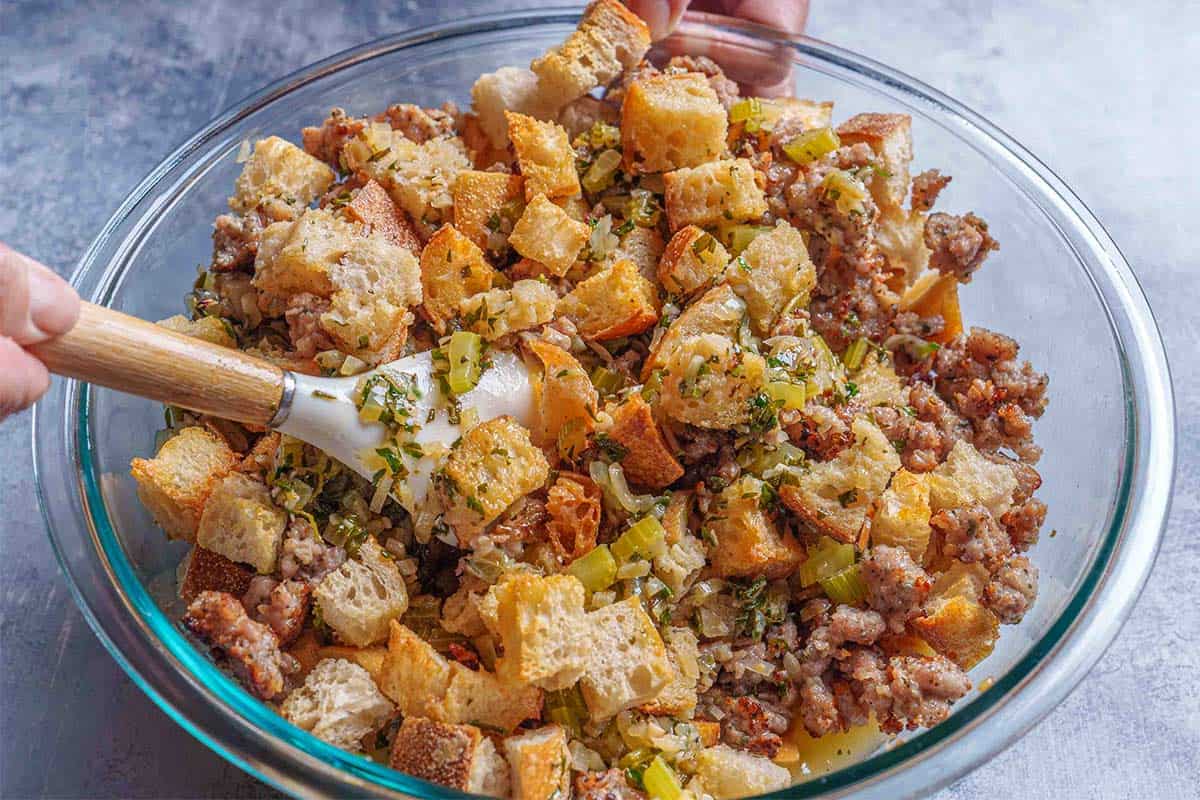 stuffing mixture before baking