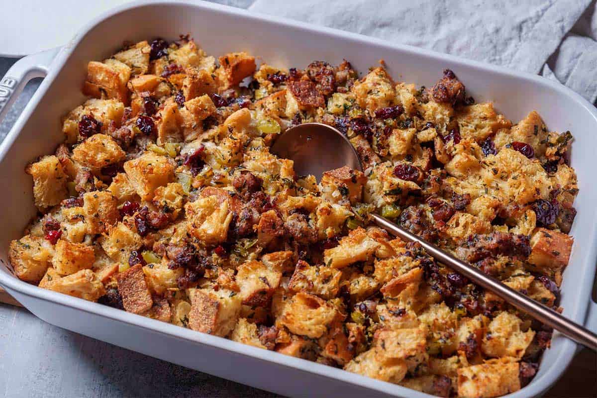 golden baked sausage stuffing