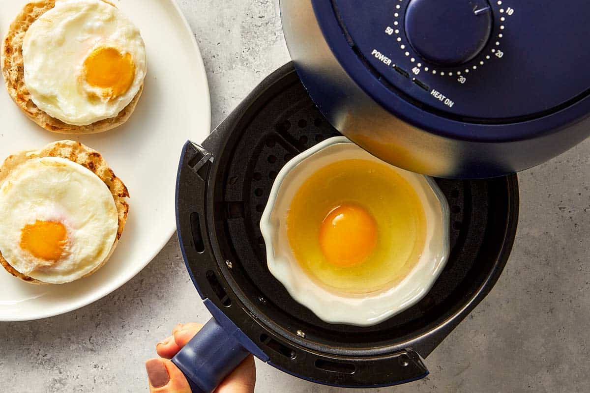 cracked egg in the air fryer before cooking