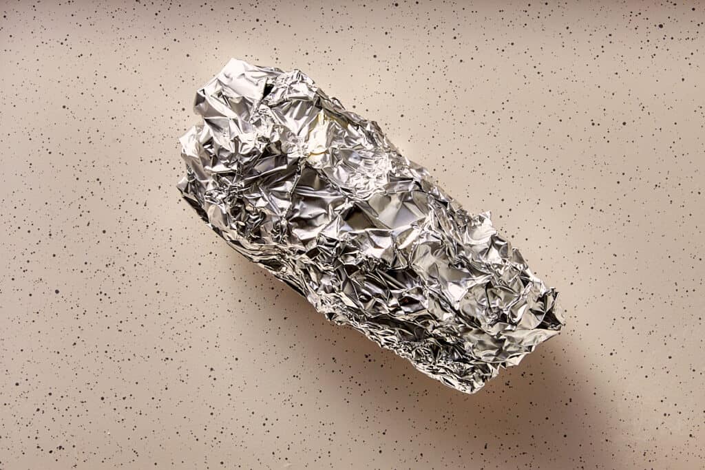 wrapped sweet potato after cooking