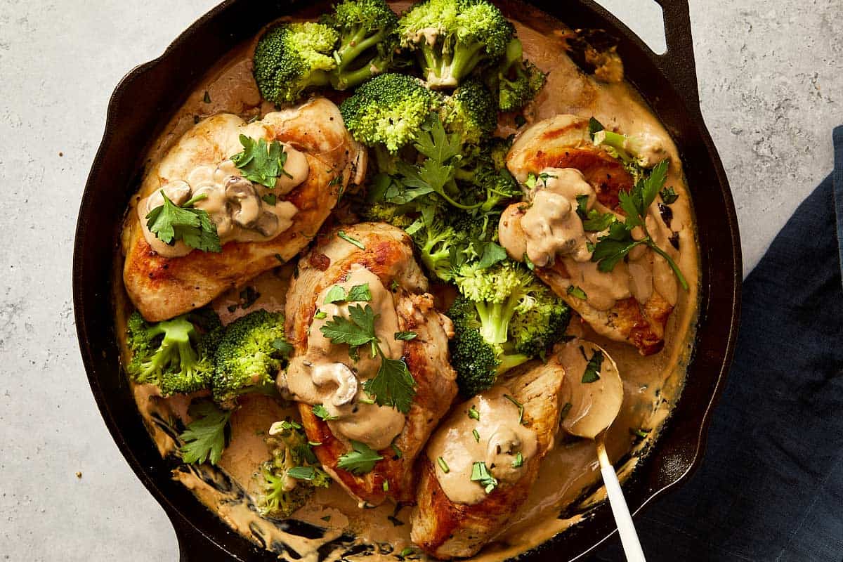 finished creamy mushroom chicken