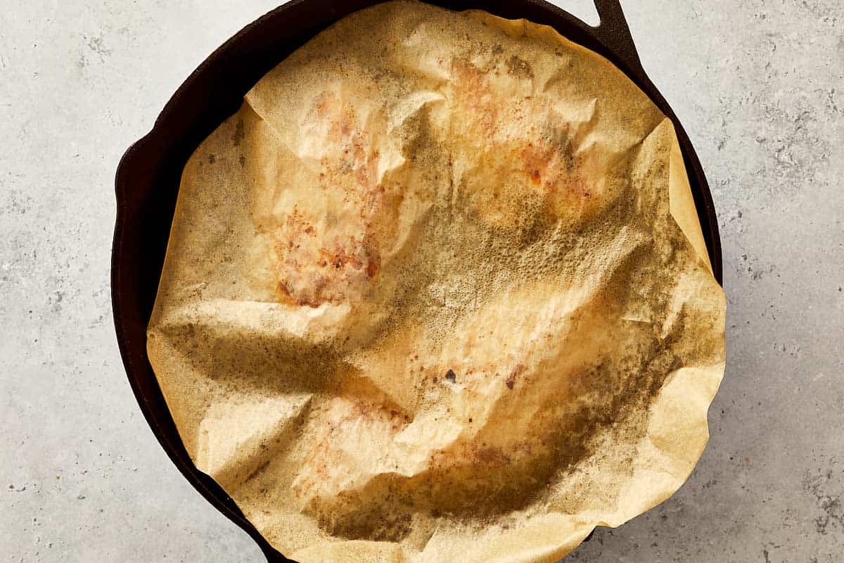 Chicken being cooked with Julia Child's method