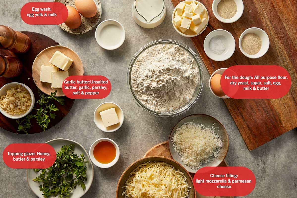 Overtop view of Ingredients labeled