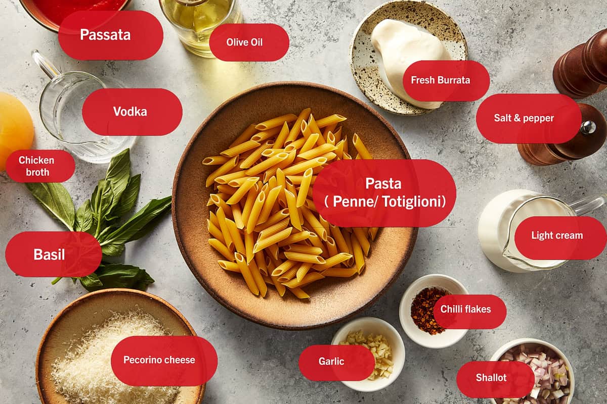One Pot Burrata Pasta Ingredients