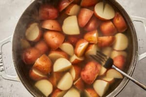 Red Potatoes being boiled in a pot