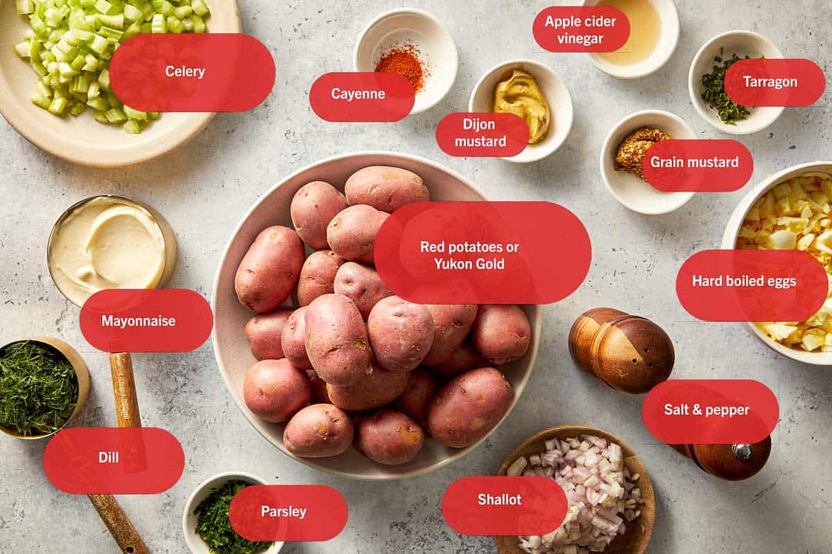 view of potato salad ingredients