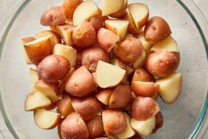 Potatoes drained after boiling