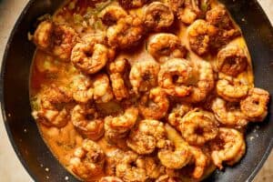 shrmp cooked in the sauce and bacon fat