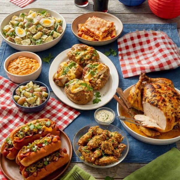 Table with 4th of July Recipes