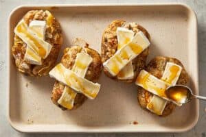 potatoes baked with camemberth at the top