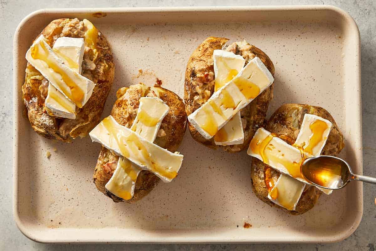 potatoes baked with camemberth at the top