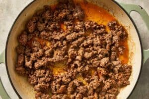 minced beef in a pan
