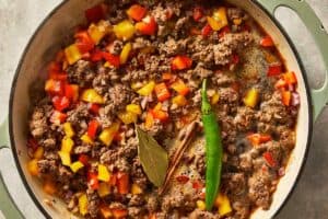 cooked beef with aromatics