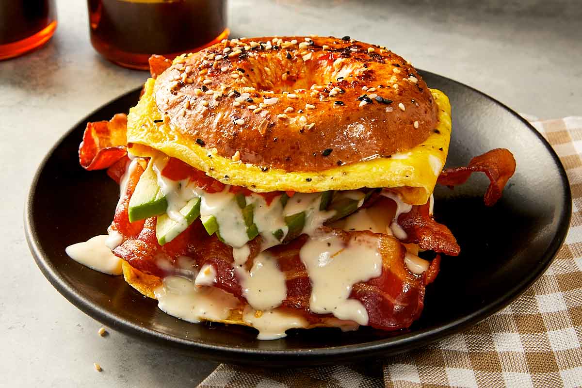 finished bacon bagel