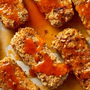 Cheese Sticks covered in hot sauce ready to eat