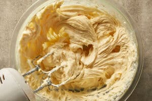 mix of cream cheese, sour cream, sugar, and vanilla