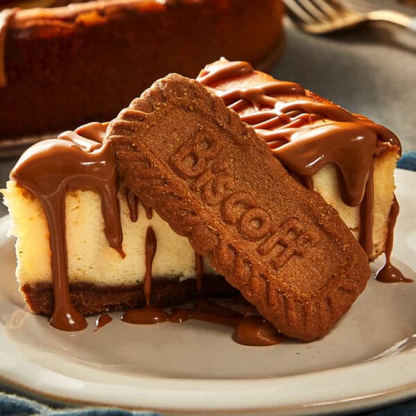 New York Cheesecake served with a biscuit