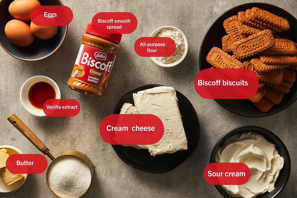 List of Ingredients for Cheesecake labeled in a table