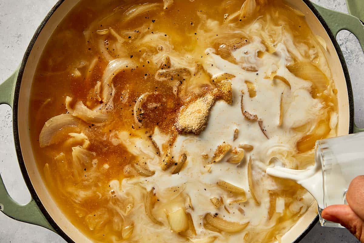 onion being caramelized into one pot