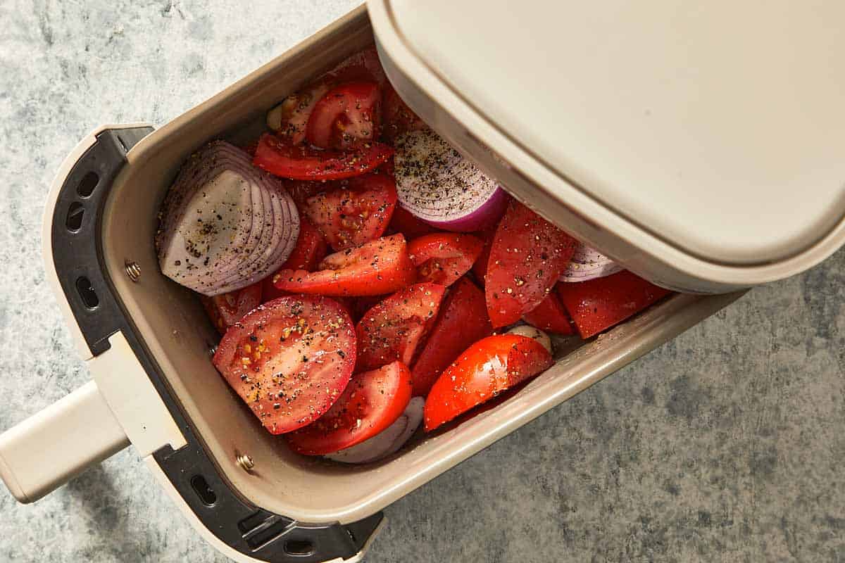 batch 1 with vegetables in the air fryer
