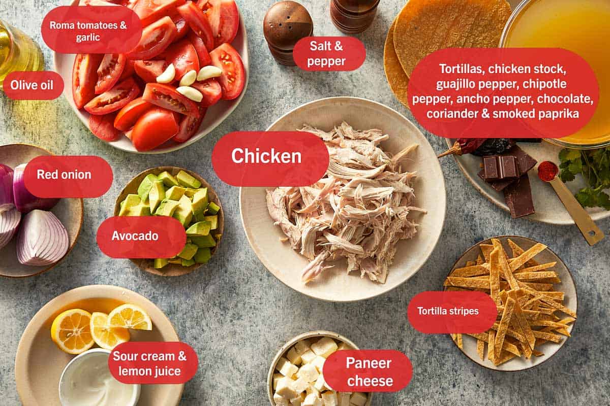 Ingredients for sopa azteca