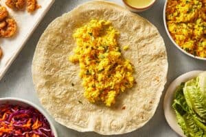 Rice in a jumbo tortilla
